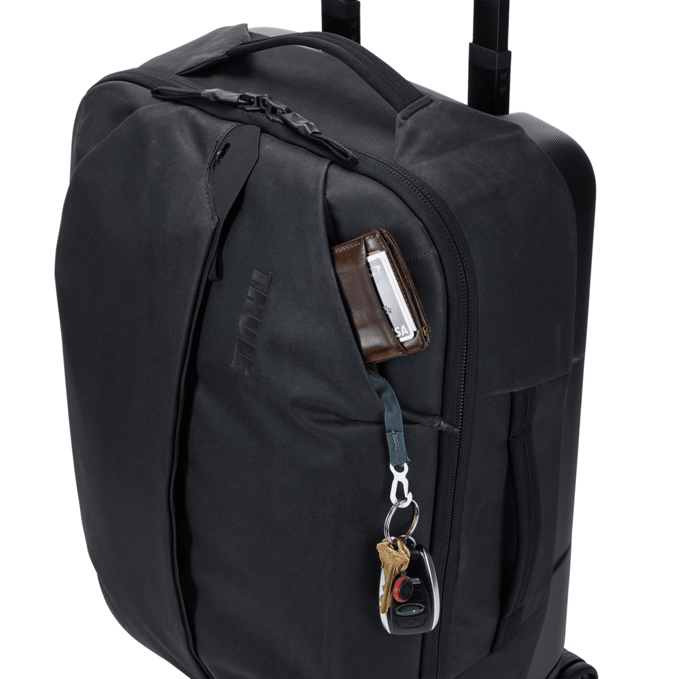 Thule Aion carry-on spinner black, rear panel and oversized wheels