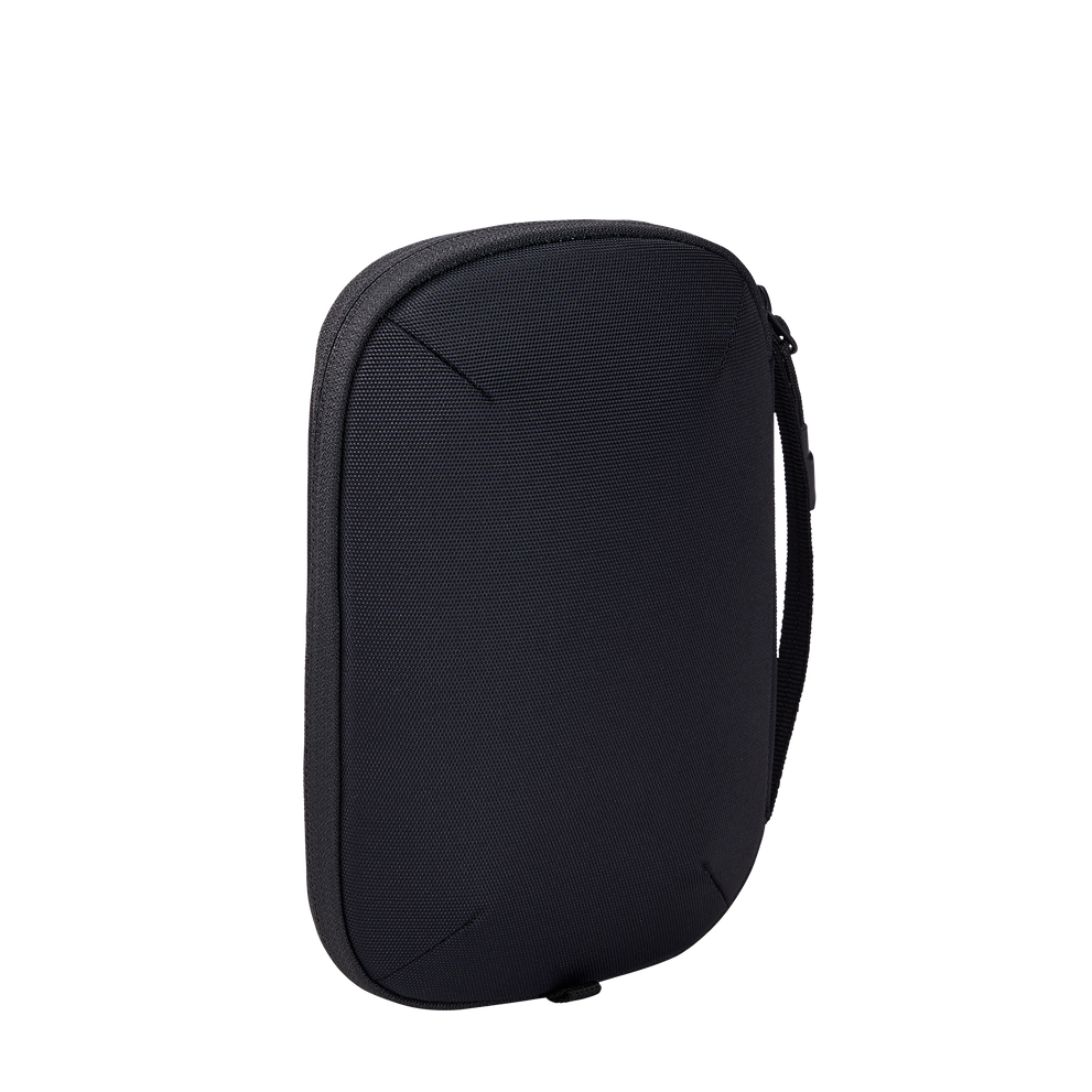 Thule Subterra 2 PowerShuttle Medium black, opened flat showing elastic pockets