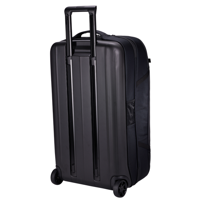 Thule Subterra 2 wheeled duffel black, side profile with magnetic grab handle