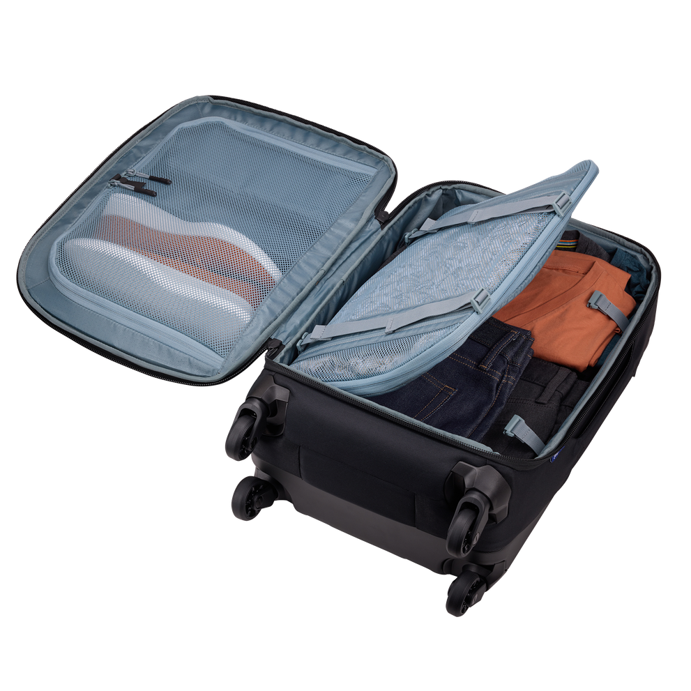 Thule Subterra 2 carry-on spinner black, top-loading exterior pocket open