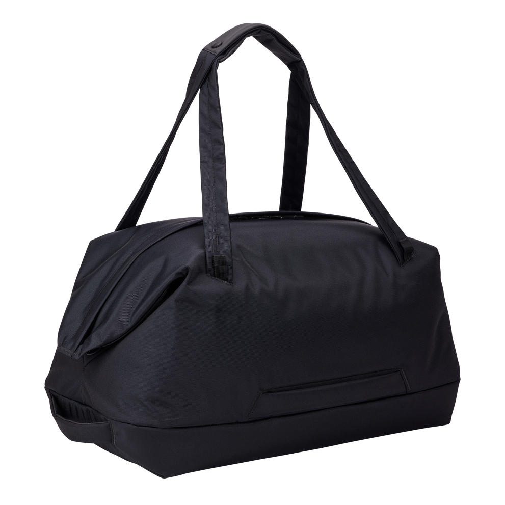 Thule Subterra 2 duffel black, wide doctor's-bag opening held open by memory wire