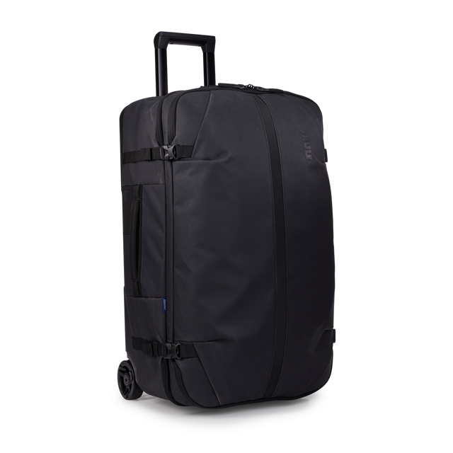 Thule Aion wheeled duffel 70cm in black waxed canvas, front view