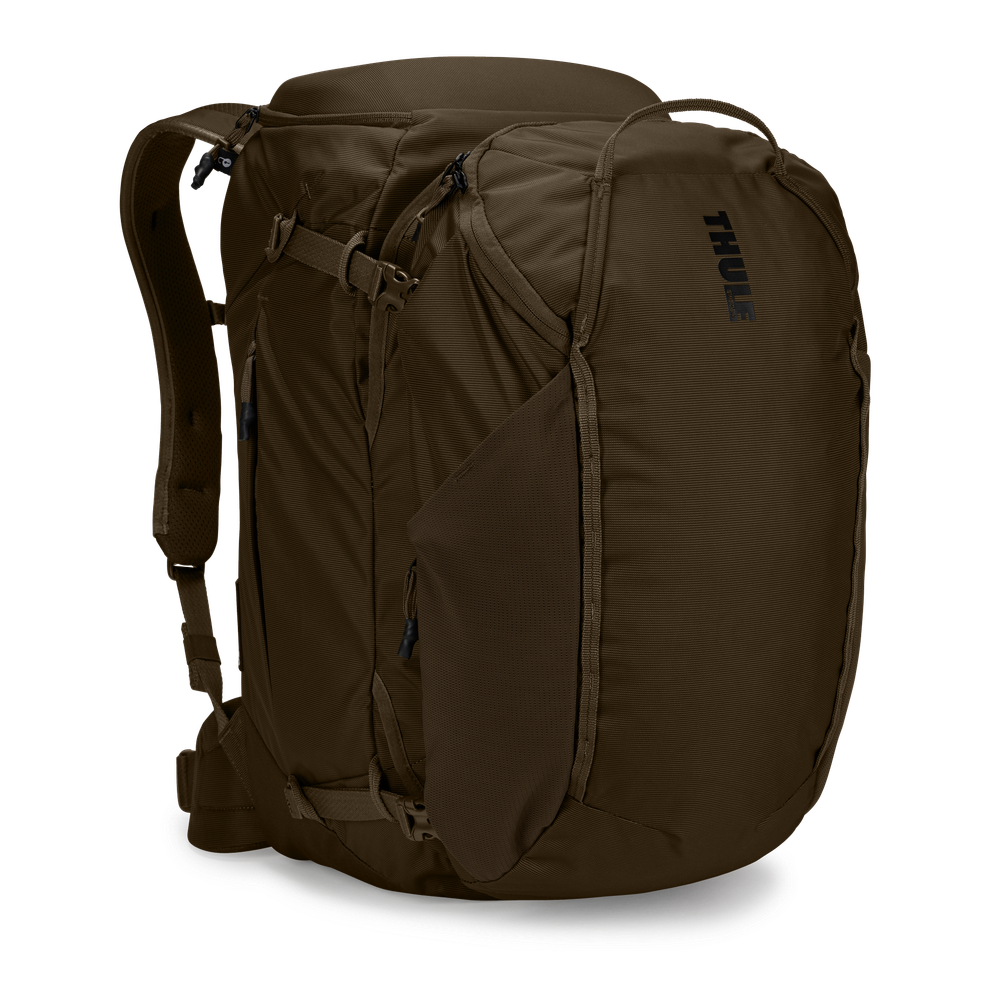 Thule Landmark 60L travel pack in deep khaki, front view