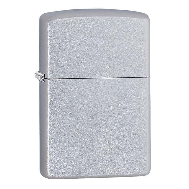 Classic silver Zippo lighter with a matte finish.
