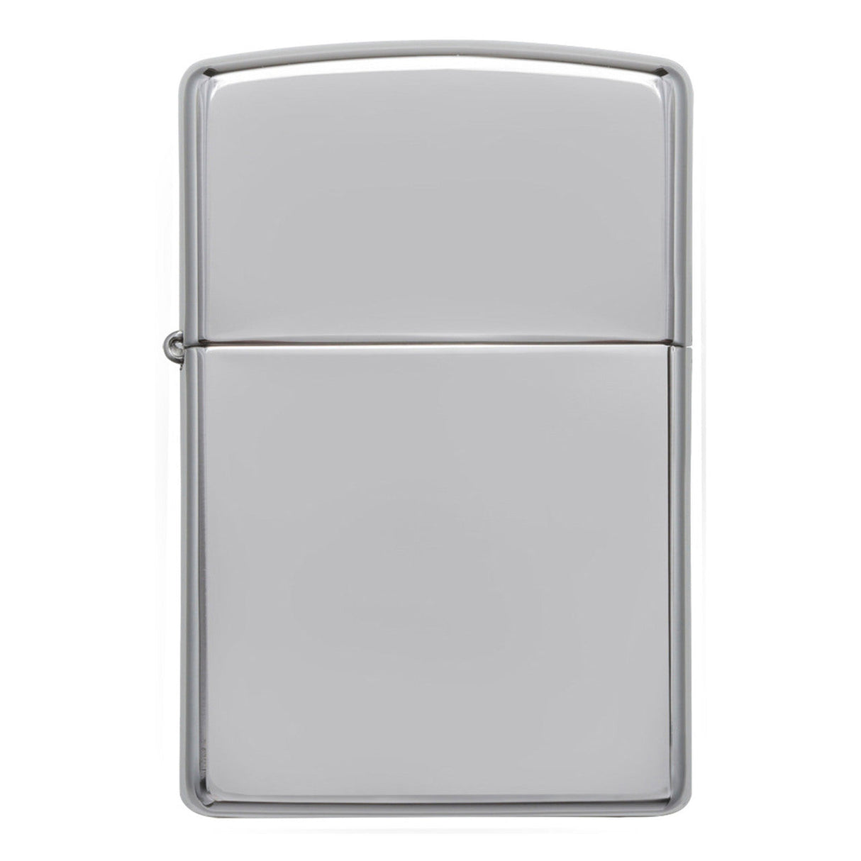 Silver Zippo-style metal lighter with a plain, reflective surface.