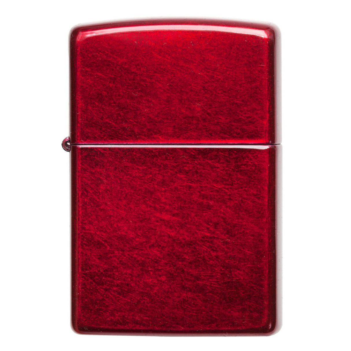 Red metallic Zippo-style lighter with a glossy finish.