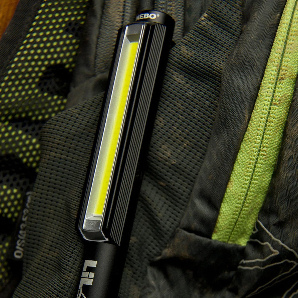 LED light strip attached to a backpack or gear.