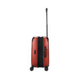 Red hardshell suitcase with wheels and an extendable handle.