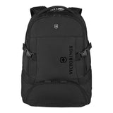 Black Victorinox backpack with multiple compartments and straps.