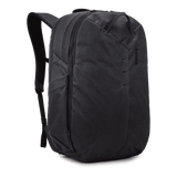 Thule Aion travel backpack 28L black, angled view with top grab handle