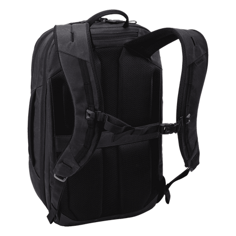 Thule Aion travel backpack 28L black, rear panel and pass-through sleeve