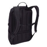 Thule EnRoute backpack 21L in black, rear view of the padded back panel and airflow channel