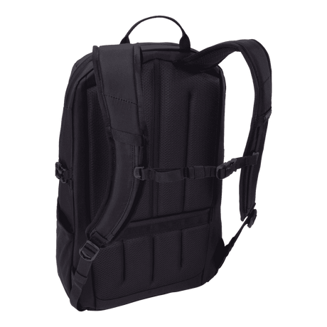 Thule EnRoute backpack 21L in black, rear view of the padded back panel and airflow channel