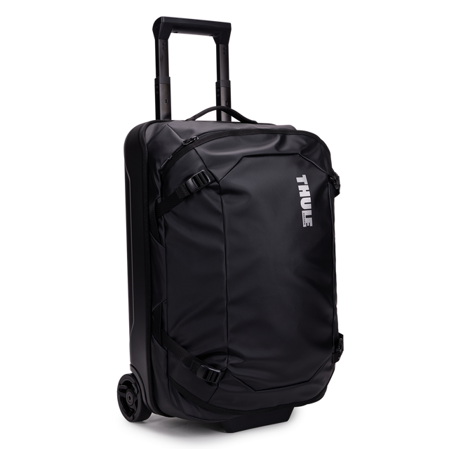 Thule Chasm carry-on wheeled duffel 40L in black, front view