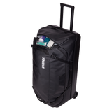 Thule Chasm rolling duffel 110L black opened wide, main compartment