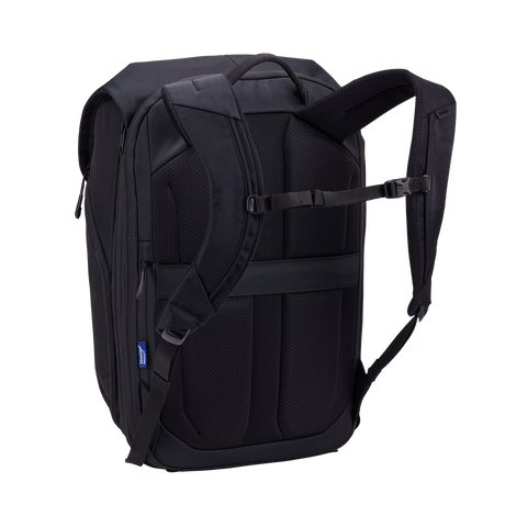 Thule Subterra 2 travel backpack black, side profile showing the expansion zip