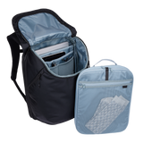 Thule Subterra 2 travel backpack black, open with the removable packing cube