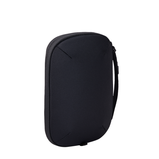 Thule Subterra 2 PowerShuttle Medium black, opened flat showing elastic pockets
