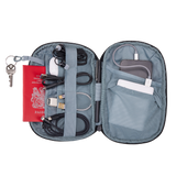 Thule Subterra 2 PowerShuttle Medium black, exterior slip pocket holding a passport