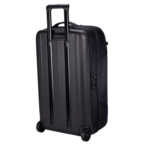Thule Subterra 2 wheeled duffel black, side profile with magnetic grab handle