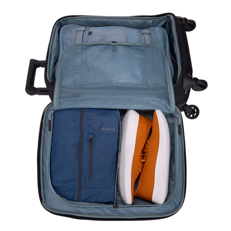 Thule Subterra 2 carry-on spinner black, back panel and quiet-rolling spinner wheels