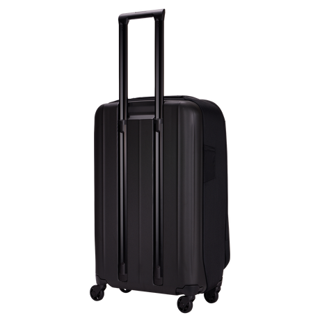 Thule Subterra 2 checked spinner black, angled view with the telescoping handle raised