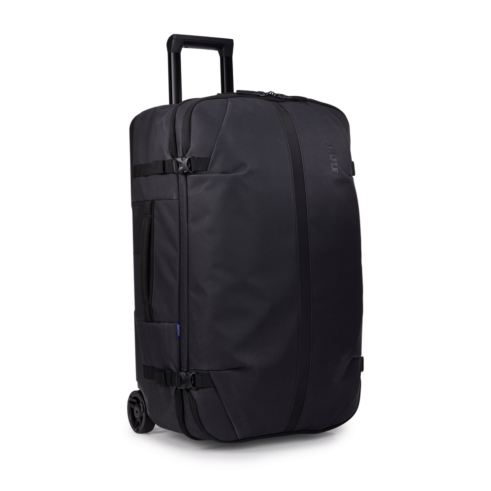 Thule Aion wheeled duffel 70cm in black waxed canvas, front view