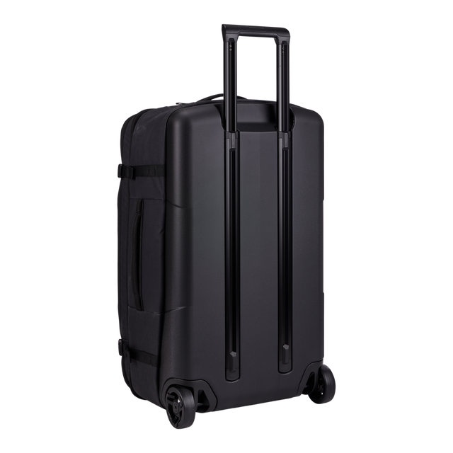 Thule Aion wheeled duffel 70cm black, rear view showing oversized wheels