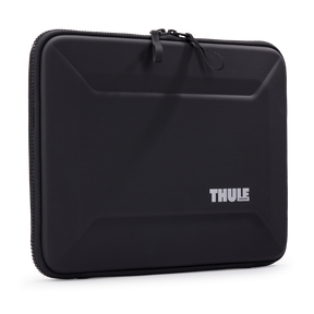 Thule Gauntlet MacBook Pro sleeve 14in in black, front view of the rigid shell
