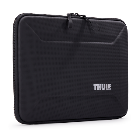 Thule Gauntlet MacBook Pro sleeve 14in in black, front view of the rigid shell
