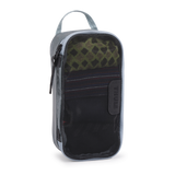 Thule packing cube x-small in Pond Gray, top-down view of the semi-transparent mesh panel