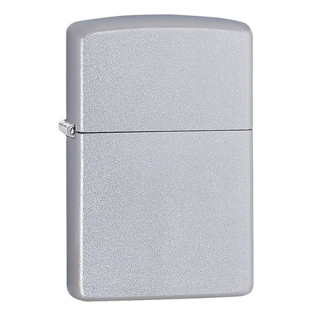 Classic silver Zippo lighter with a matte finish.