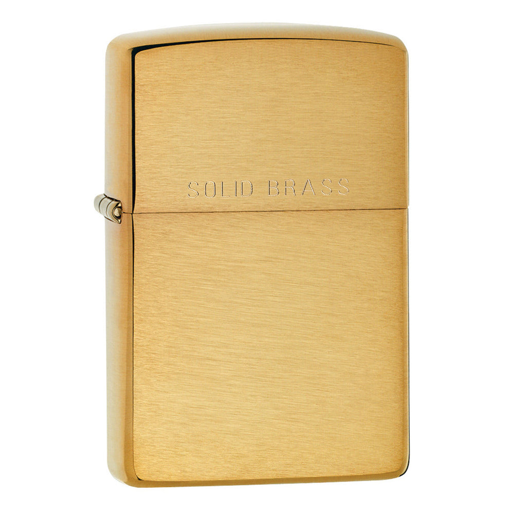 Gold-colored Zippo lighter with a brushed metal finish.
