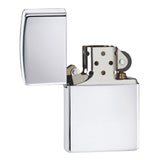 Metal flip-top cigarette lighter with a polished silver finish.