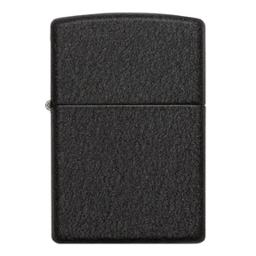 Black matte Zippo-style lighter with a textured surface.