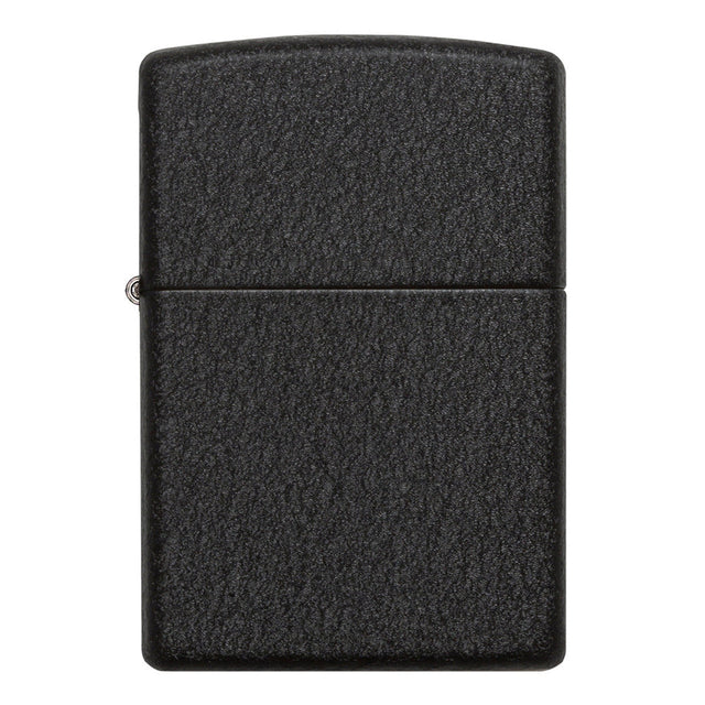 Black matte Zippo-style lighter with a textured surface.