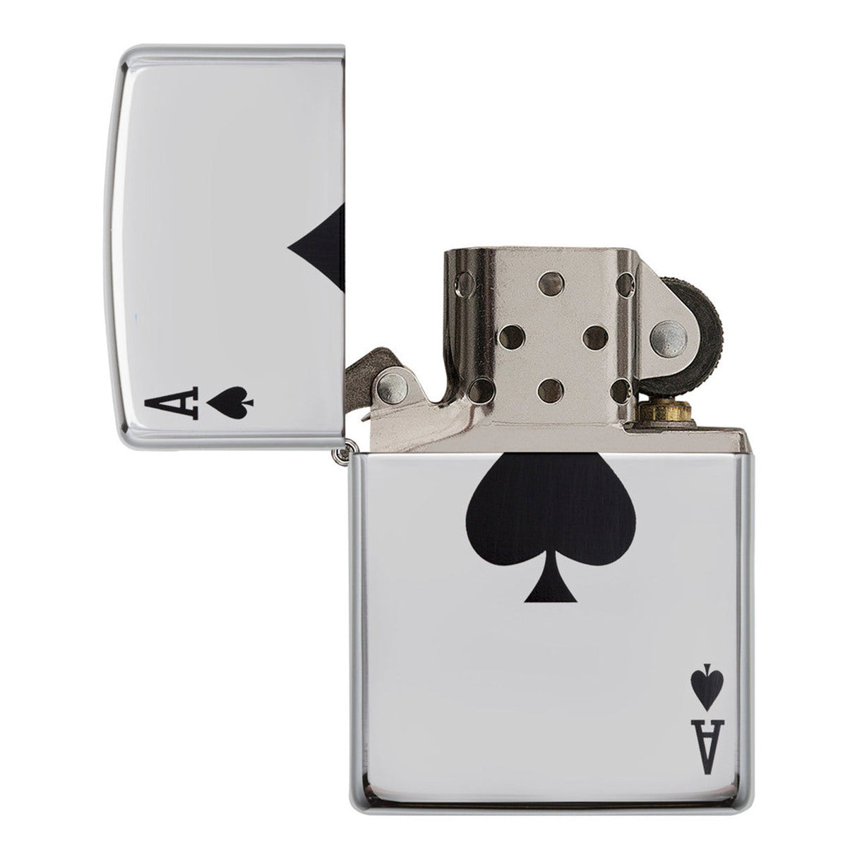 Metal lighter designed to resemble an ace of spades playing card.