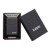 Zippo lighter in its packaging box.