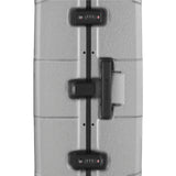 Suitcase with electronic locks and a handle visible through an X-ray-like image.
