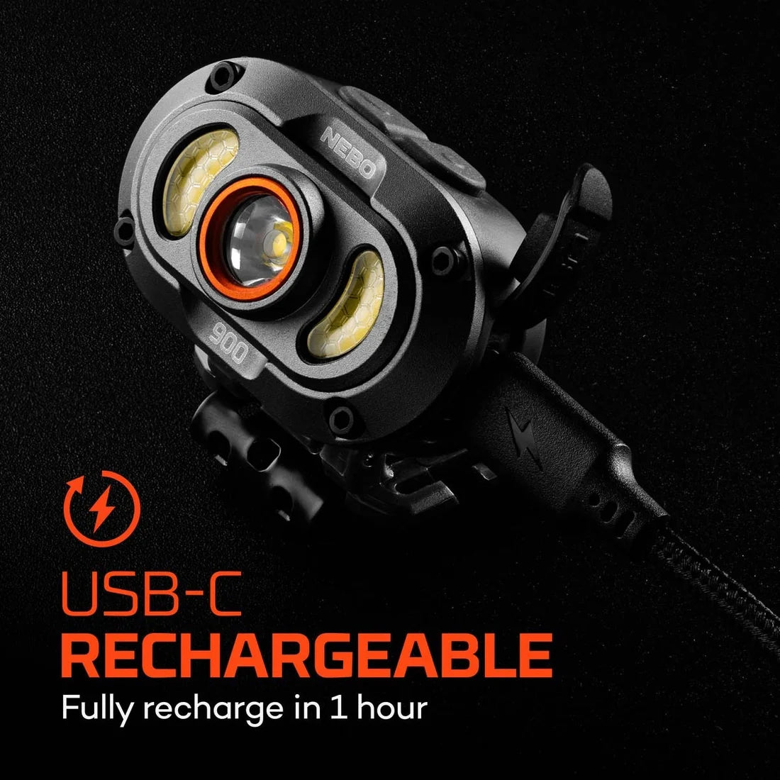 Nebo MYCRO 900+ Lumens Rechargeable Headlamp Adjustable Strap 89711
