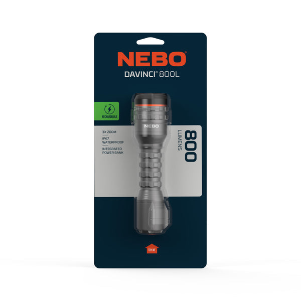 NEBO Davinci 800 Lumen Rechargeable Flashlight with USB C Model 89769