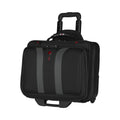 Black rolling laptop bag with gray accents and a retractable handle.